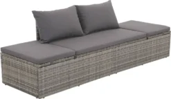 VidaXL Gartenbett Grau 195×60 Cm Poly Rattan
