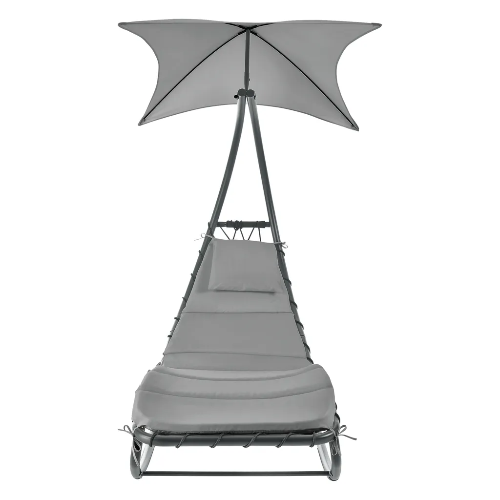 Schaukelliege Lamia Mit Sonnendach 193x104x200 Cm Sonnenliege Bis 160 Kg Relaxliege Mit Kopfkissen Hellgrau 4 Schaukelliege Lamia Mit Sonnendach 193x104x200 Cm Sonnenliege Bis 160 Kg Relaxliege Mit Kopfkissen Hellgrau - Image 4