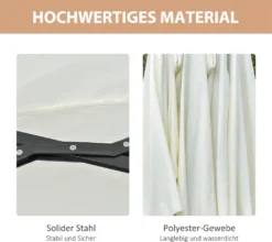 Outsunny Sonnenschirm Mit LED Solar 4,5m Doppelsonnenschirm Gartenschirm Marktschirm Terrassenschirm Oval Schwarz+Cremeweiß -Stil Beet Verkaufsgeschäft 7f0e00bfa7af85f263fa7fd0dff03b7a