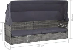 VidaXL Gartenbett Mit Baldachin Grau 205×62 Cm Poly Rattan 15 VidaXL Gartenbett Mit Baldachin Grau 205×62 Cm Poly Rattan -Stil Beet Verkaufsgeschäft 7f54c0711342af030dd762b2d673a172