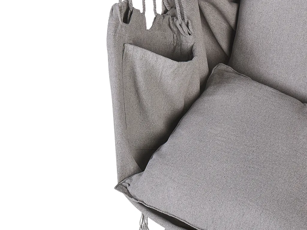Hängesessel Hellgrau Aus Buchenholz Und Baumwolle Schlafzimmer Wohnbereich Balkon Boho-Stil Modernes Design 6 Hängesessel Hellgrau Aus Buchenholz Und Baumwolle Schlafzimmer Wohnbereich Balkon Boho-Stil Modernes Design - Image 6