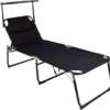 XXL Sonnenliege Dreibeinliege Mit Sonnendach Schwarz Gepolstert