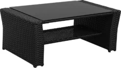 MeXo Gartenmöbel Set Lounge Set Polyrattan Lounges 4-teile Für 3-4 Personen Garten & Balkon Sitzmöbel-Set Schwarz -Stil Beet Verkaufsgeschäft 7feb0cb709319f41ac2531f2b8d95063