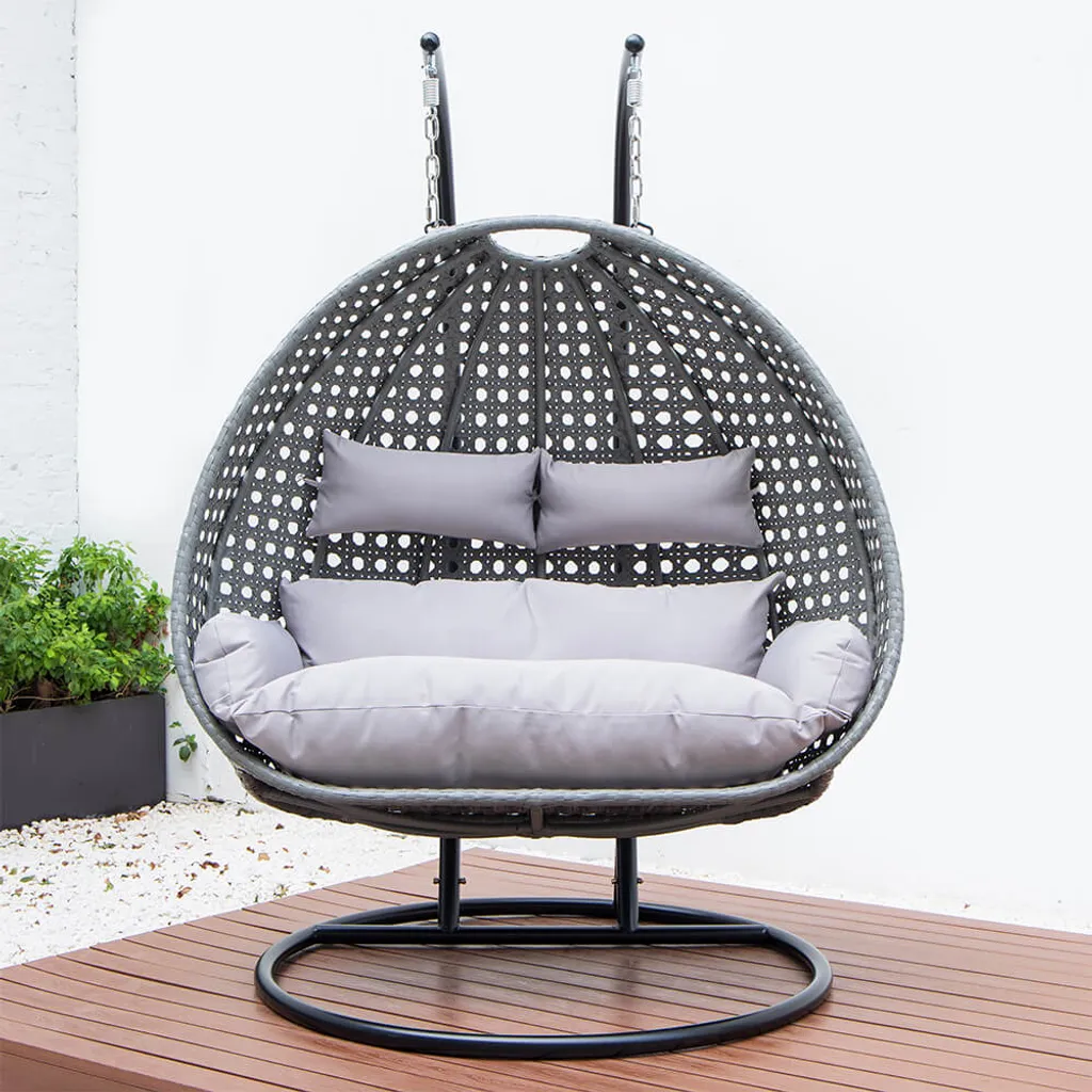 HOME DELUXE - Polyrattan Hängesessel TWIN Grau - Komplett Inkl. Regenabdeckung Hängestuhl Hängekorb Gartenliege 7 HOME DELUXE - Polyrattan Hängesessel TWIN Grau - Komplett Inkl. Regenabdeckung Hängestuhl Hängekorb Gartenliege - Image 7