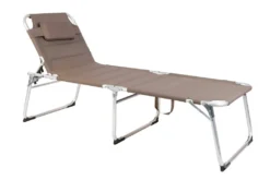 XXL Sonnenliege Dreibeinliege Gartenliege Taupe Gepolstert