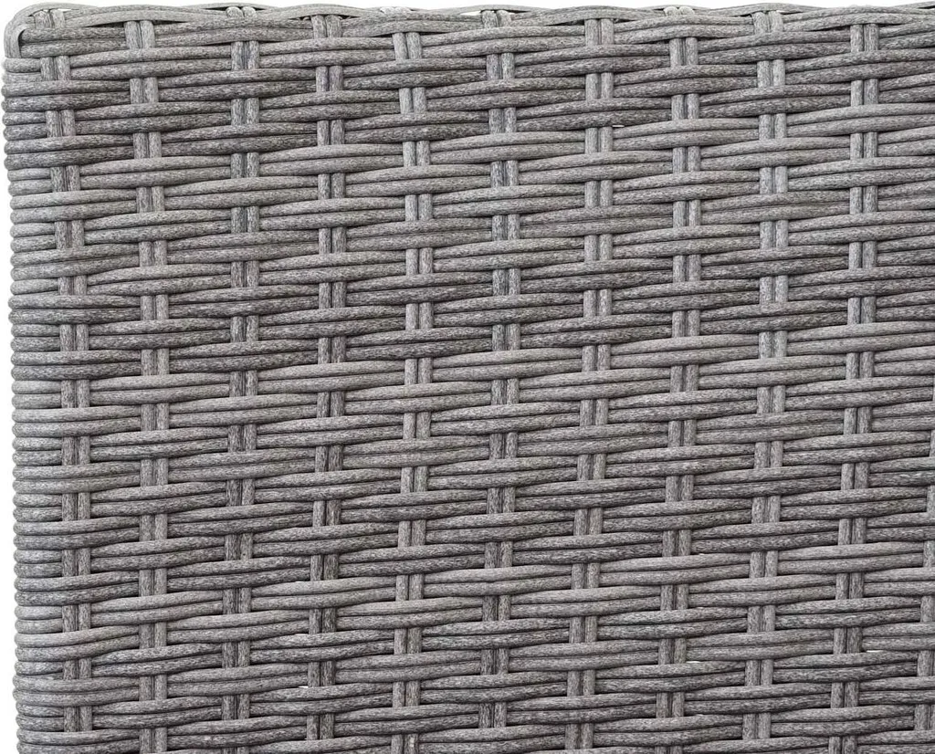 Poly-Rattan Sitzbank Mit Tisch MCW-E24, Gartenbank Sitzgruppe Gartensofa, 132cm Grau, Kissen Dunkelgrau 5 Poly-Rattan Sitzbank Mit Tisch MCW-E24, Gartenbank Sitzgruppe Gartensofa, 132cm Grau, Kissen Dunkelgrau - Image 5