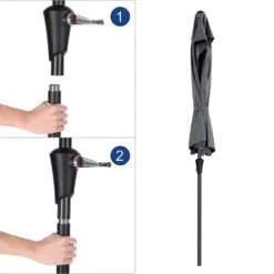 SONGMICS Sonnenschirm Ø 270cm Halbrund Sonnenschutz Bis UPF 50+ Balkonschirm Mit Kurbel Terrassenschirm Ohne Ständer Grau GPU31GY -Stil Beet Verkaufsgeschäft 81640a733e5749a45e9d3c267904f2d4