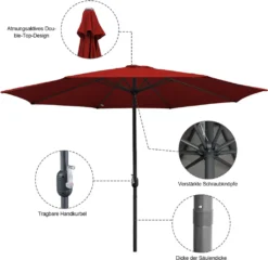 Wolketon Sonnenschirm 3.5m 3m Wasserabweisend Garten UV30+ Terrassen Mit Handkurbel -Stil Beet Verkaufsgeschäft 818fa0e37876b1aad89fcfd73bc9173b