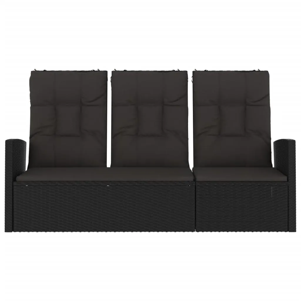 VidaXL Gartenbank Mit Liegefunktion & Kissen Schwarz 173cm Poly Rattan 4 VidaXL Gartenbank Mit Liegefunktion & Kissen Schwarz 173cm Poly Rattan - Image 4