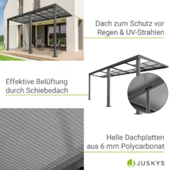 Juskys Terrassenüberdachung 7x3 M Mit Schiebedach - Terrassendach Aus Aluminium Mit Doppelstegplatten - Wetterfeste Überdachung Mit UV-Schutz - Grau 16 Juskys Terrassenüberdachung 7x3 M Mit Schiebedach - Terrassendach Aus Aluminium Mit Doppelstegplatten - Wetterfeste Überdachung Mit UV-Schutz - Grau -Stil Beet Verkaufsgeschäft 8244041e24bf923064546516747f715b