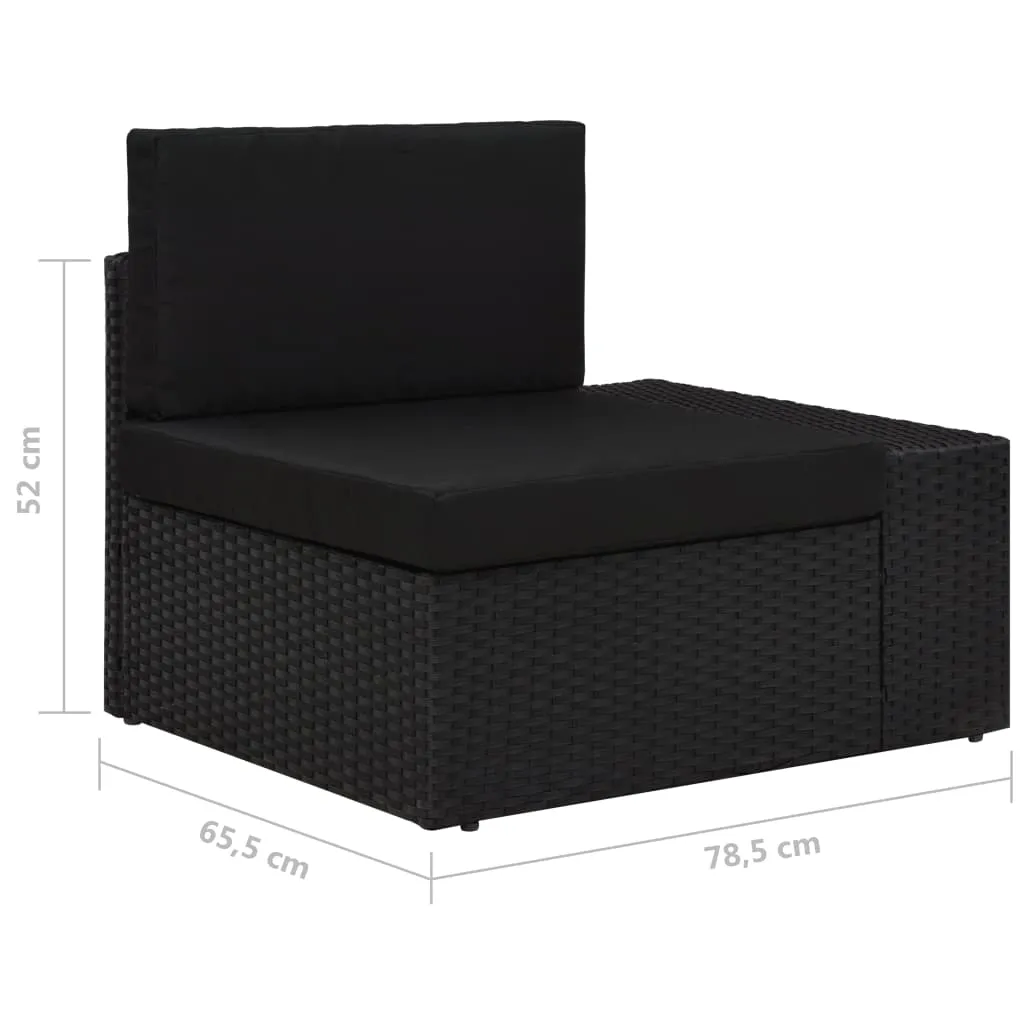 VidaXL Modulares 3-Sitzer-Sofa Poly Rattan Schwarz 8 VidaXL Modulares 3-Sitzer-Sofa Poly Rattan Schwarz - Image 8