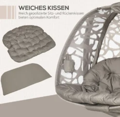 Outsunny Hängesessel, 2 Sitzer Hängestuhl Mit Kissen, Hängeschaukel Mit Klappbarem Sitzkorb, Seitentaschen Für Indoor, Outdoor, Bis 240 Kg Belastbar, Polyester+Stahl, Sand 14 Outsunny Hängesessel, 2 Sitzer Hängestuhl Mit Kissen, Hängeschaukel Mit Klappbarem Sitzkorb, Seitentaschen Für Indoor, Outdoor, Bis 240 Kg Belastbar, Polyester+Stahl, Sand -Stil Beet Verkaufsgeschäft 839388785950fdc5d7c997d6cec2e52f