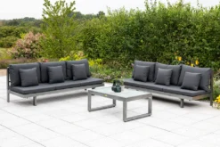 Merxx Liegen Set "Artessa" - Aluminiumgestell Mit Auflagen Und Kissen In Grau