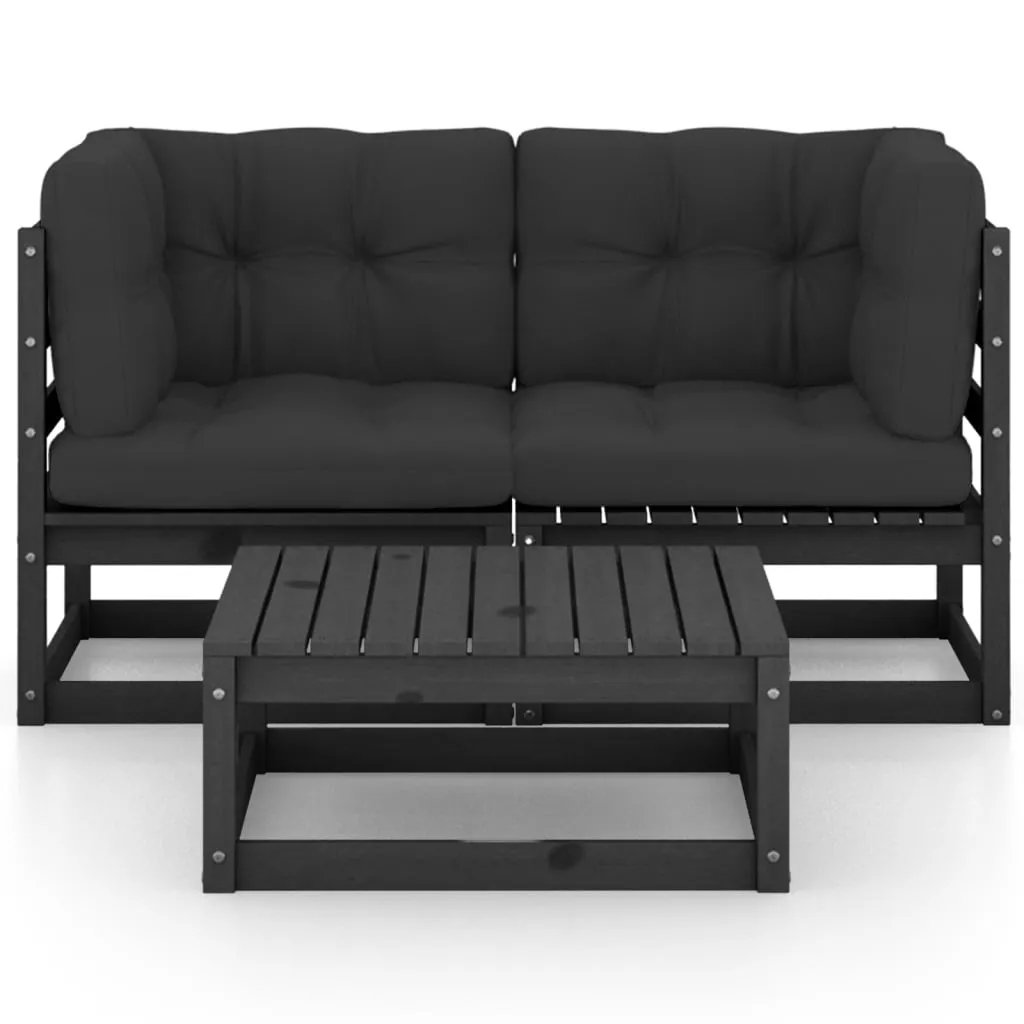 VidaXL 3-tlg. Garten-Lounge-Set Mit Kissen Massivholz Kiefer 3 VidaXL 3-tlg. Garten-Lounge-Set Mit Kissen Massivholz Kiefer – Bild 3