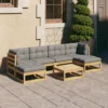 VidaXL 7-tlg. Garten-Lounge-Set Mit Kissen Kiefer Massivholz