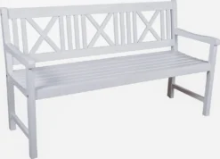 Garden Pleasure Gartenbank Bank MALMÖ 3-Sitzer B 154 X T 59 X H 89 Cm, Bank Aus Weiß Lackiertem Eukalyptus-Holz -Stil Beet Verkaufsgeschäft 851bd17ca35b06e540f426c36bb63b54