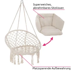 Tectake Hängesessel Grazia - Beige -Stil Beet Verkaufsgeschäft 852b92266b49522a81fa3eaa176e4967