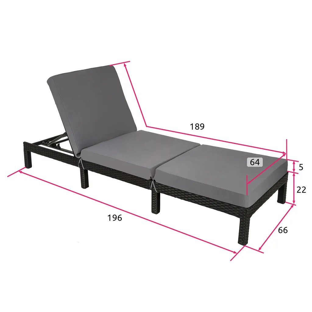 Tectake Sonnenliege Rattan Sofia - Schwarz 6 Tectake Sonnenliege Rattan Sofia - Schwarz - Image 6
