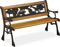 Relaxdays Kinder Gartenbank Mit Tier-Motiv