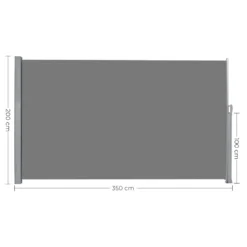 SONGMICS Alu-Seitenmarkise, Ausziehbar, 200 X 350 Cm, Aus Polyester (280 G/m²), Markise, Sichtschutz, Sonnenschutz, Blickdicht, Seitenrollo, Für Balkon, Terrasse, Garten, Grau GSA205G01 -Stil Beet Verkaufsgeschäft 85ee04f761b11929834ca0edee89dcf2