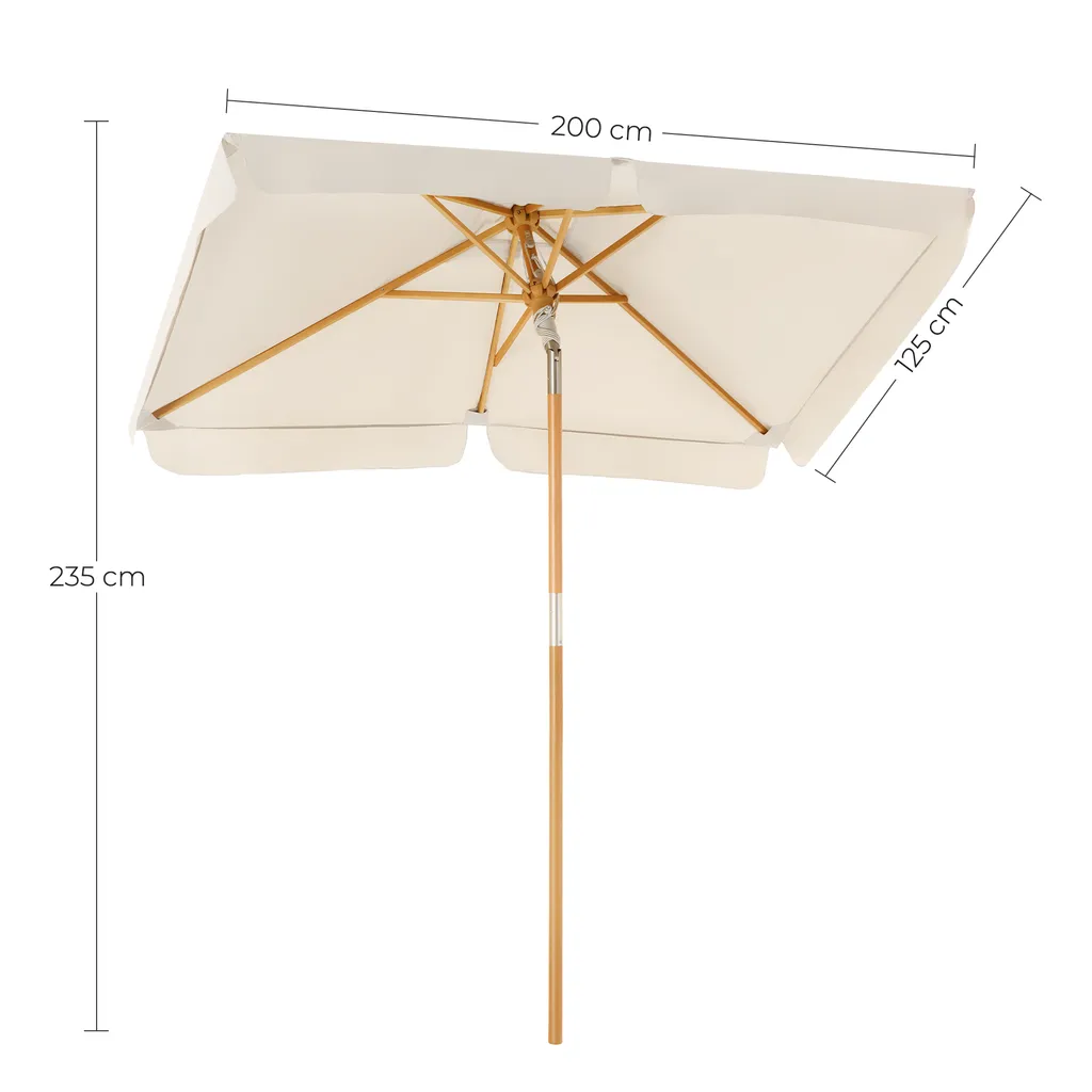 SONGMICS Sonnenschirm Für Den Balkon, 200 X 125 Cm, Rechteckiger Balkonschirm, Sonnenschutz, Schirmmast, Schirmrippen Aus Holz, Knickbar, Ohne Ständer, Garten, Outdoor, Beige GPU26BE 7 SONGMICS Sonnenschirm Für Den Balkon, 200 X 125 Cm, Rechteckiger Balkonschirm, Sonnenschutz, Schirmmast, Schirmrippen Aus Holz, Knickbar, Ohne Ständer, Garten, Outdoor, Beige GPU26BE – Bild 7