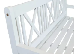 Garden Pleasure Gartenbank Bank MALMÖ 3-Sitzer B 154 X T 59 X H 89 Cm, Bank Aus Weiß Lackiertem Eukalyptus-Holz -Stil Beet Verkaufsgeschäft 86b721bb871a997f3f4a1df473604a65