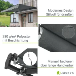 Juskys Markise 350 X 300 Cm - Beschattung Terrasse & Balkon - Gelenkarmmarkise Mit Kurbel & Halterung - Sonnenschutz Balkonmarkise Gelenkmarkise Grau -Stil Beet Verkaufsgeschäft 86d1bf8e56c9f9a95736fab1696bdf06