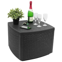 Beistelltisch Kunststoff Naxos Rattan-Optik 53x53cm - Anthrazit