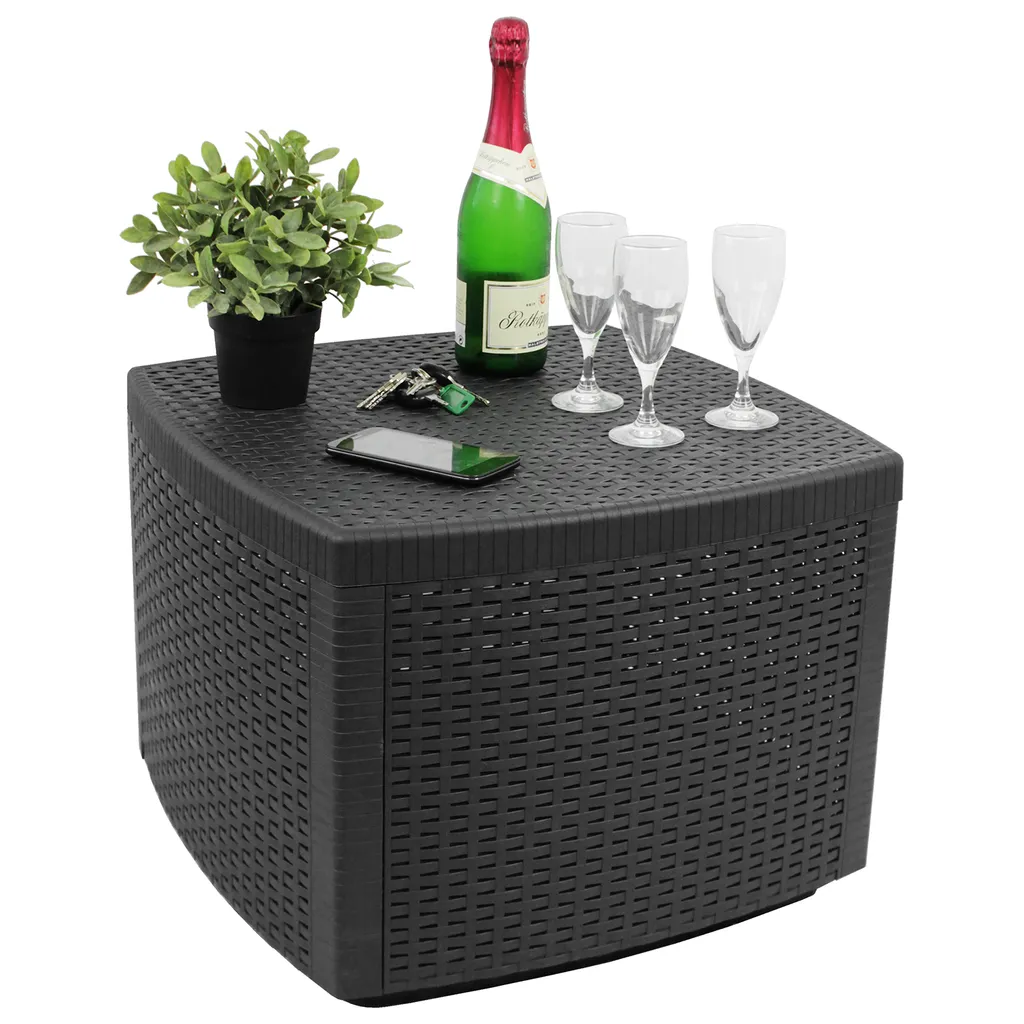 Beistelltisch Kunststoff Naxos Rattan-Optik 53x53cm - Anthrazit 1 Beistelltisch Kunststoff Naxos Rattan-Optik 53x53cm - Anthrazit