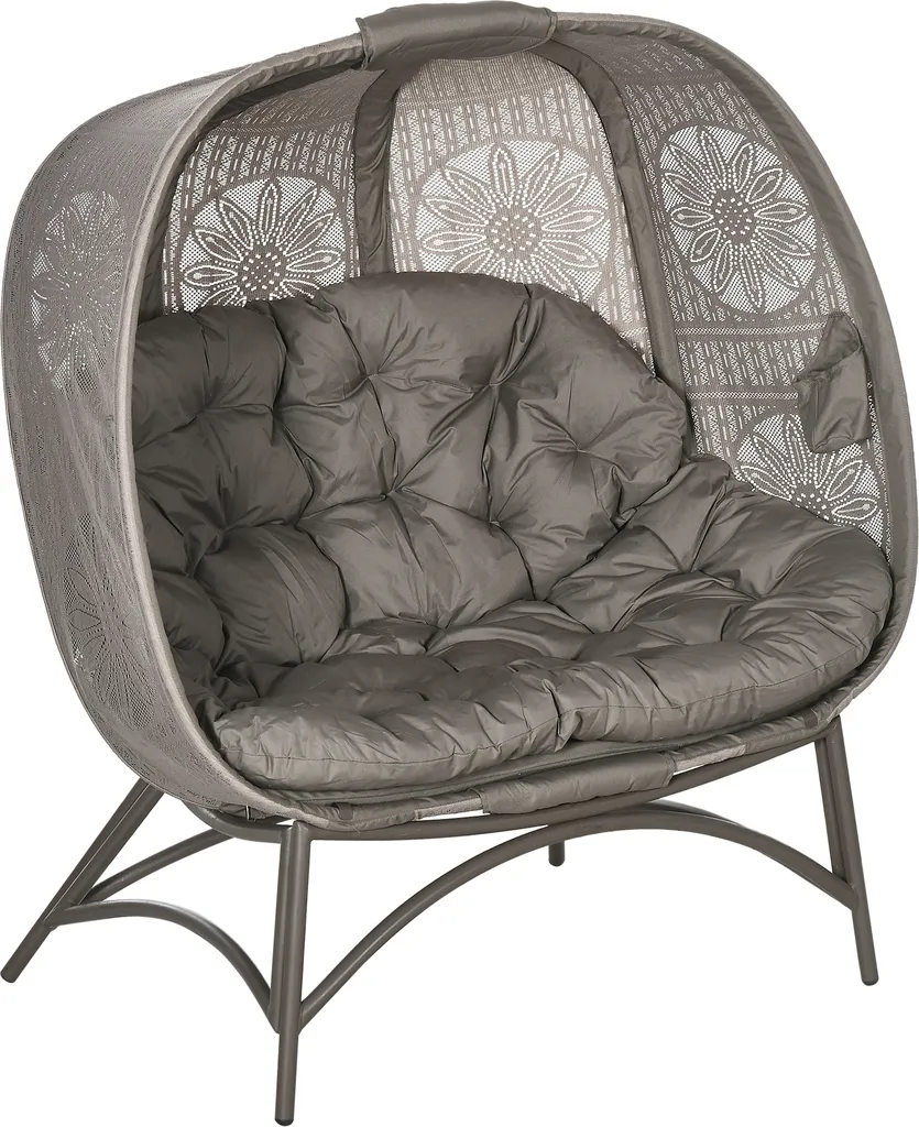 Outsunny Gartenstuhl 2-Sitzer, Korb-Stuhl Mit Faltbarem Korb, Papasansessel Mit Kissen, Loungesessel Für Balkon, Terrasse, Stahl, Sand, 126 X 75 X 142 Cm 1 Outsunny Gartenstuhl 2-Sitzer, Korb-Stuhl Mit Faltbarem Korb, Papasansessel Mit Kissen, Loungesessel Für Balkon, Terrasse, Stahl, Sand, 126 X 75 X 142 Cm