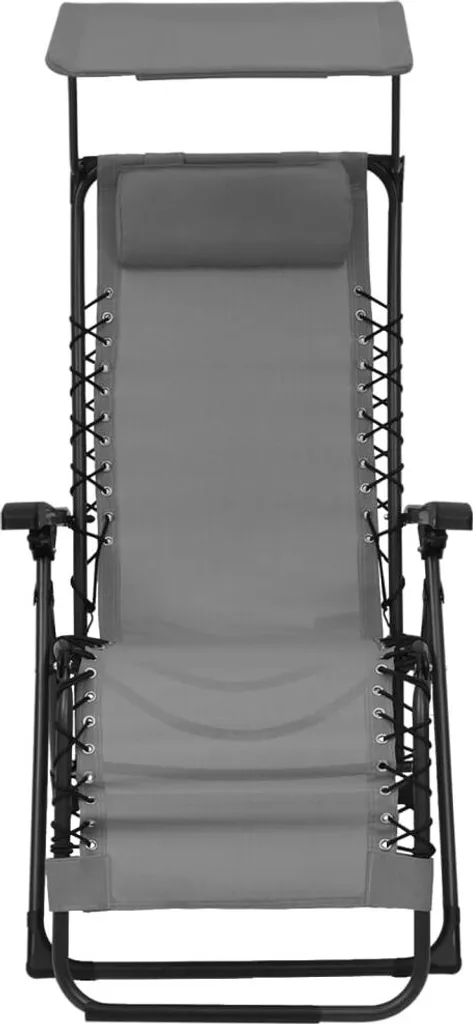 VidaXL Klappbare Liegestühle 2 Stk. Textilene Grau 3 VidaXL Klappbare Liegestühle 2 Stk. Textilene Grau - Image 3