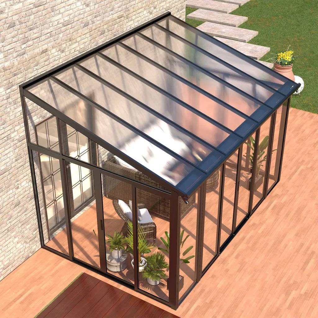 Juskys Wintergarten 12,5 M² - Mit Kristallklaren Wänden, Doppel-Schiebetüren & UV-Schutz – Wasserdicht & Winterfeste Überdachung Aus Aluminium - Grau 7 Juskys Wintergarten 12,5 M² - Mit Kristallklaren Wänden, Doppel-Schiebetüren & UV-Schutz – Wasserdicht & Winterfeste Überdachung Aus Aluminium - Grau – Bild 7