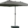 Outsunny Sonnenschirm Gartenschirm Marktschirm Doppelsonnenschirm Terrassenschirm Mit Schirmständer Handkurbel Dunkelgrau Oval 460 X 270 X 240 Cm