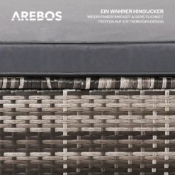 AREBOS Polyrattan Gartenmöbel Gartenlounge, Garnitur Set Sitzgruppe Grau, Aluminium Gestell, Tisch Mit Glasplatte, Inkl. Sitzkissen, 4 Personen -Stil Beet Verkaufsgeschäft 89f1f54f872e32ceca385d90c4af2205
