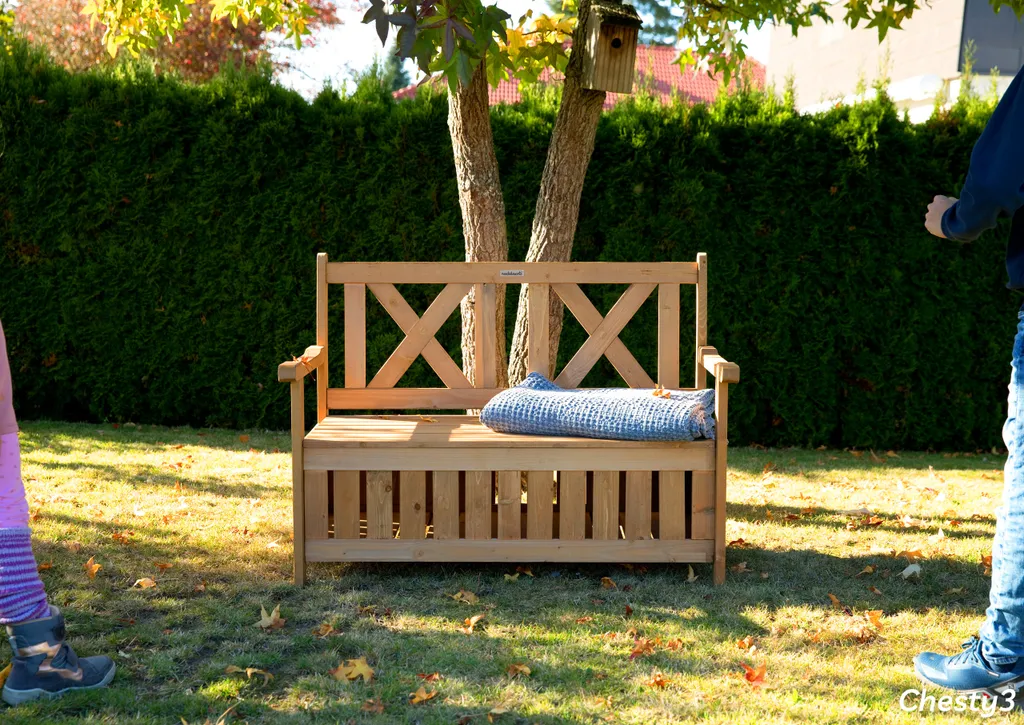 Needs&wants® Gartenbank Holz Wetterfest Mit Stauraum Und Abdeckung, 2-Sitzer Truhenbank Holzbank Klassisch, Parkbank Sitzbank Massiv Garten Outdoor Mit Truhe, 115x58x85 Cm, Naturholz Massivholz, Dunkel-braun 9 Needs&wants® Gartenbank Holz Wetterfest Mit Stauraum Und Abdeckung, 2-Sitzer Truhenbank Holzbank Klassisch, Parkbank Sitzbank Massiv Garten Outdoor Mit Truhe, 115x58x85 Cm, Naturholz Massivholz, Dunkel-braun - Image 9