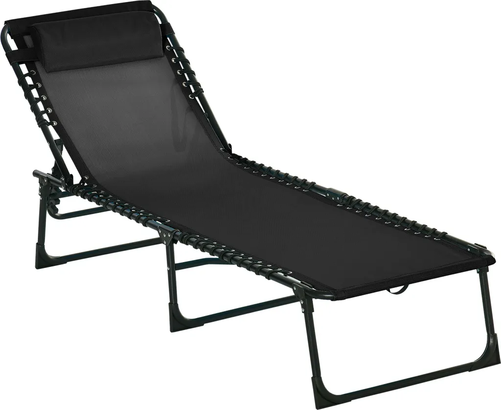 Outsunny Sonnenliege Faltbar Gartenliege Klappliege Garten 4-stufige Rückenlehne Verstellbar Stahl Mesh-Stoff Schwarz 197 X 58 X 76 Cm 1 Outsunny Sonnenliege Faltbar Gartenliege Klappliege Garten 4-stufige Rückenlehne Verstellbar Stahl Mesh-Stoff Schwarz 197 X 58 X 76 Cm