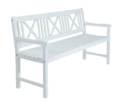 Garden Pleasure Gartenbank Bank MALMÖ 3-Sitzer B 154 X T 59 X H 89 Cm, Bank Aus Weiß Lackiertem Eukalyptus-Holz -Stil Beet Verkaufsgeschäft 8b1775b7255a12fa176e7957805f5d33