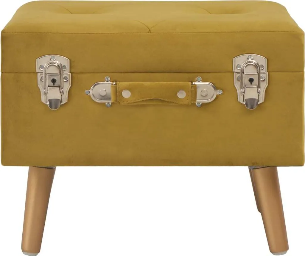 VidaXL Hocker Mit Stauraum 40 Cm Senfgelb Samt 2 VidaXL Hocker Mit Stauraum 40 Cm Senfgelb Samt - Image 2