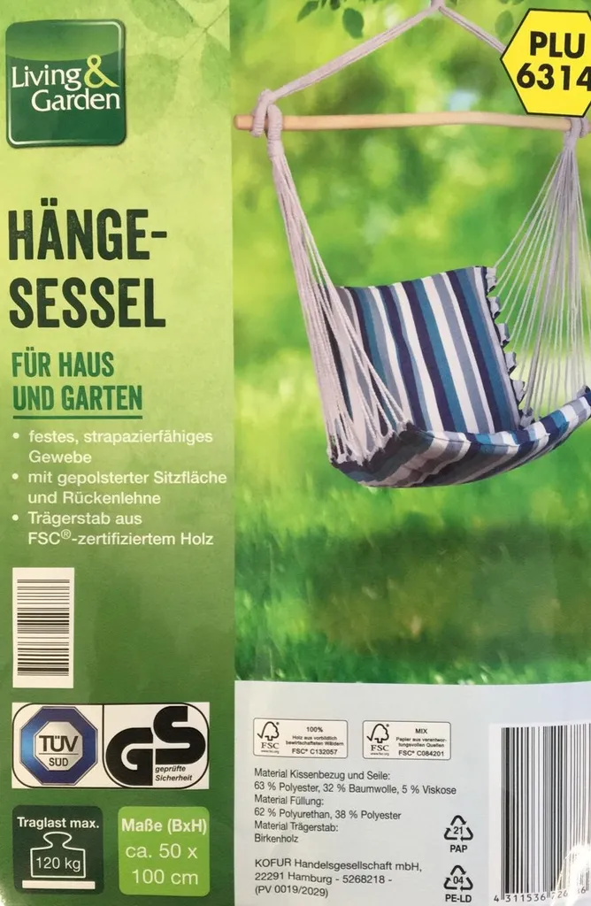 Living & Garden Hängesessel, Natur 1 Living & Garden Hängesessel, Natur