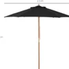 Outsunny Sonnenschirm, Gartenschirm, 3-stufig, Sonnenschutz, Bambus 180/㎡ Polyester, Schwarz, Ø2,5 X 2,3 M