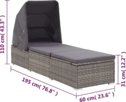 VidaXL Sonnenliege Mit Sonnenschutz Und Auflagen Poly Rattan Grau 17 VidaXL Sonnenliege Mit Sonnenschutz Und Auflagen Poly Rattan Grau -Stil Beet Verkaufsgeschäft 8e890a20330a43bbff005ca28bc0393d