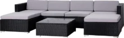 SVITA Poly Rattan Lounge Schwarz Lugano Gartenset Gartenmöbel