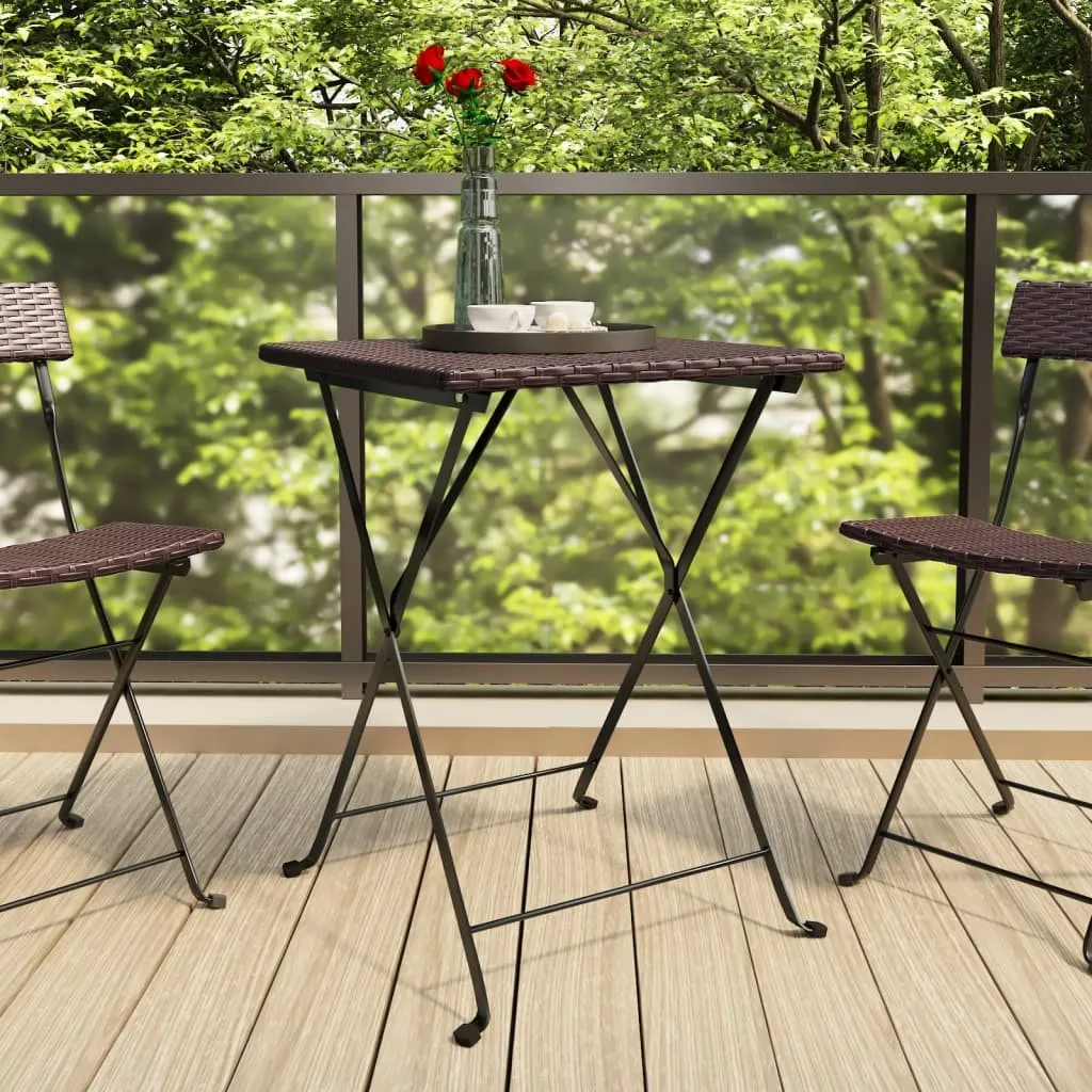 VidaXL Bistrotisch Klappbar Braun 55x54x71 Cm Poly Rattan 2 VidaXL Bistrotisch Klappbar Braun 55x54x71 Cm Poly Rattan - Image 2