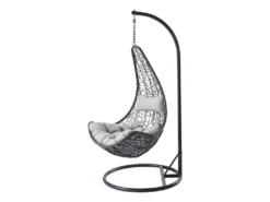 Mirjan24 Hängesessel Boho, Stilvoll Hängestuhl, Gartensessel Mit Stahlskelett, Hängekorb, Kokon (Farbe: Grau, Kissen: Grau)