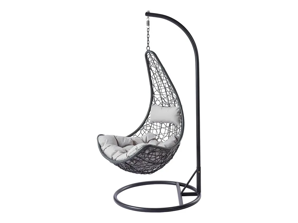 Mirjan24 Hängesessel Boho, Stilvoll Hängestuhl, Gartensessel Mit Stahlskelett, Hängekorb, Kokon (Farbe: Grau, Kissen: Grau) 1 Mirjan24 Hängesessel Boho, Stilvoll Hängestuhl, Gartensessel Mit Stahlskelett, Hängekorb, Kokon (Farbe: Grau, Kissen: Grau)