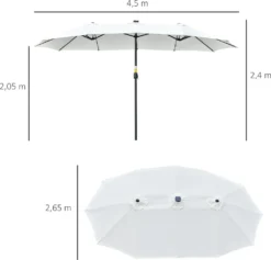 Outsunny Sonnenschirm Mit LED Solar 4,5m Doppelsonnenschirm Gartenschirm Marktschirm Terrassenschirm Oval Schwarz+Cremeweiß -Stil Beet Verkaufsgeschäft 91c9fe9059855b8cdc438ca983cb1469