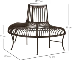 Outsunny Baumbank Aus Metall Halbrund Gartenbank Parkbank Sitzbank Für Ø37cm Baumstämme 135 X 70 X 85 Cm -Stil Beet Verkaufsgeschäft 91ff21796acf1efeb67eb1edf118e72e