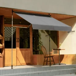 Grandekor Klemmmarkise Markise Balkon Ohne Bohren Faltbar, 200cm X (125+25cm) Anthrazit, Mit Verlängerten Seitenstangen, UV-beständig Balkonmarkise Höhenverstellbar, Wasserdicht -Stil Beet Verkaufsgeschäft 922d7c06deffa9dbc65396c99d58afd5