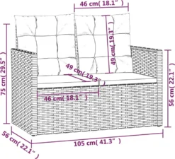 VidaXL Gartenbank Mit Kissen Grau 105 Cm Poly Rattan -Stil Beet Verkaufsgeschäft 92b8461998ab58349e1ddcfa68a0f6ae