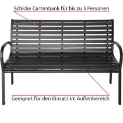 Tectake Gartenbank Pino 3-Sitzer 126x62x81,5cm - Schwarz -Stil Beet Verkaufsgeschäft 93f42ee7ce7ab37bfdd0eef0defae43d